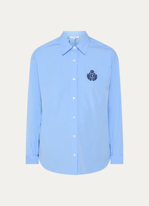 Gerard Darel Alix blouse met borduring - voorkant 3 blauwgrijs