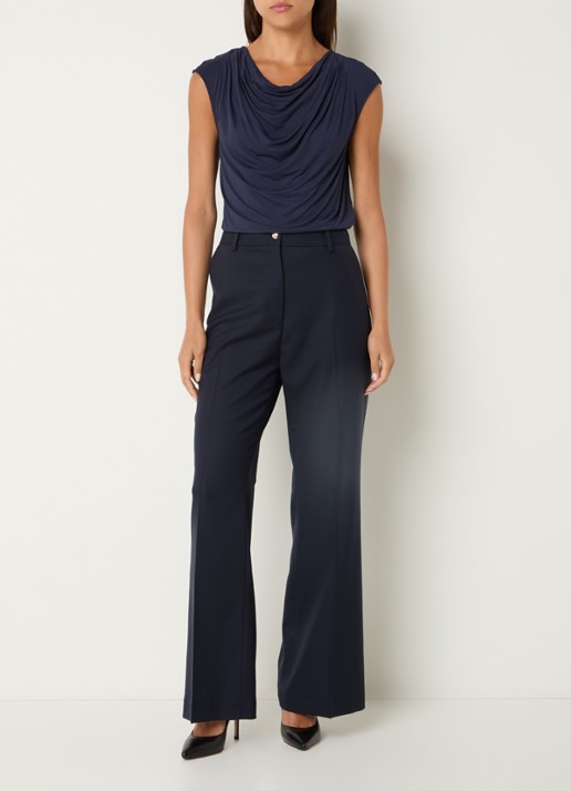 Gerard Darel Aliyah high waist straight fit pantalon met steekzakken - voorkant 3 donkerblauw