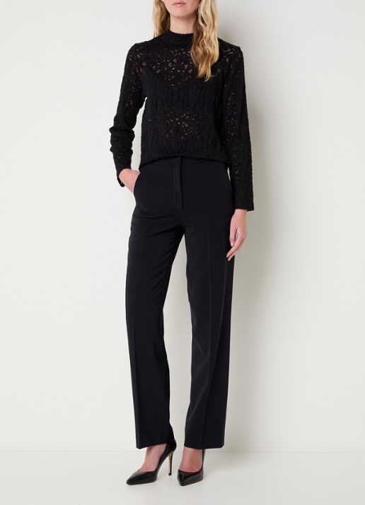 Gerard Darel Alycia high waist straight fit pantalon met steekzakken - voorkant 4 donkerblauw