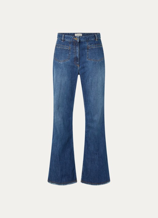 Gerard Darel Amandie high waist wide leg jeans met medium wassing - voorkant 2 indigo