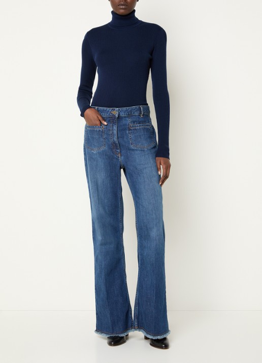 Gerard Darel Amandie high waist wide leg jeans met medium wassing - voorkant 3 indigo