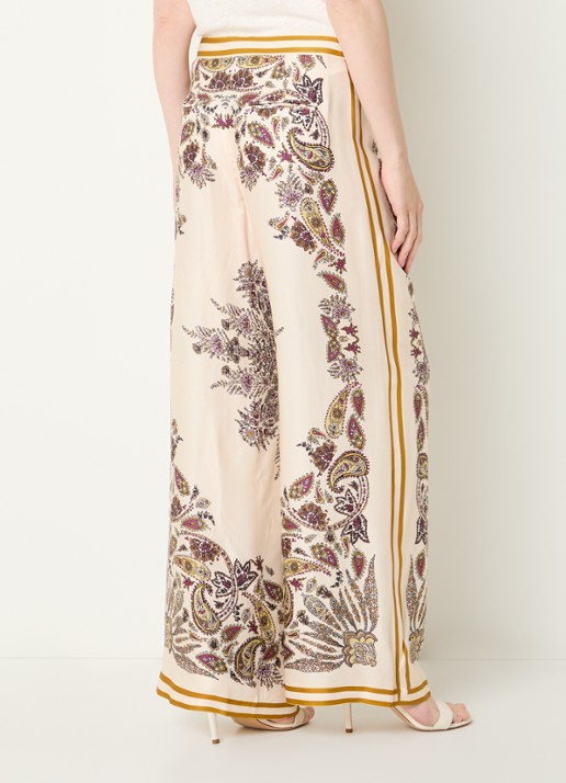 Gerard Darel Amanya high waist loose fit broek met print - achterkant beige