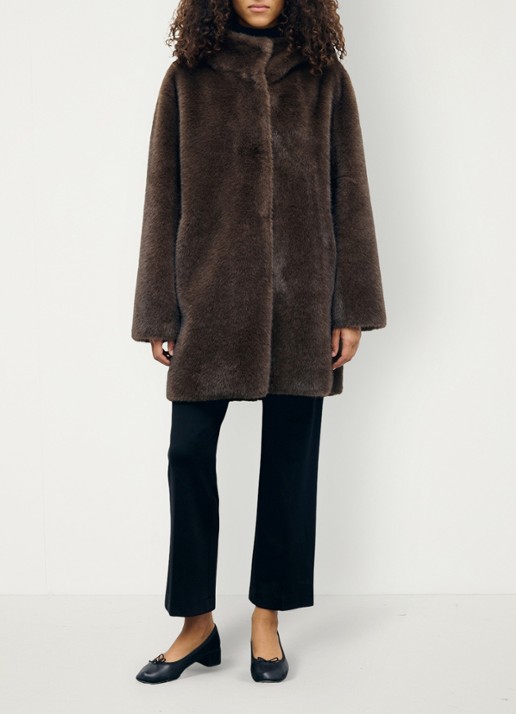 Gerard Darel Amy jas van imitatiebont met capuchon