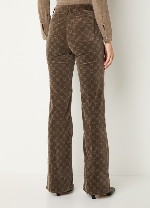 Gerard Darel Anna high waist flared fit broek van corduroy met logoprint - achterkant 4 bruin