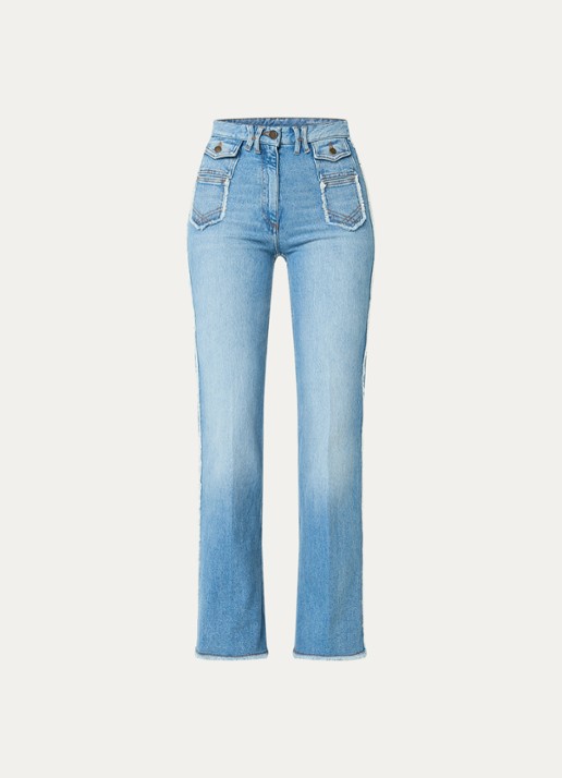 Gerard Darel Anna high waist flared jeans met lichte wassing - voorkant 4 indigo