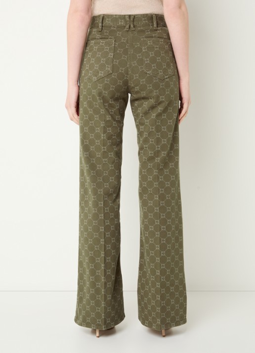 Gerard Darel Anna high waist flared jeans met logoborduring - achterkant mosgroen