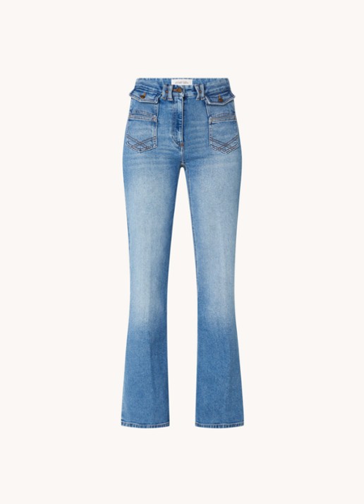 Gerard Darel Anna high waist flared jeans met opgestikte zakken  - voorkant indigo
