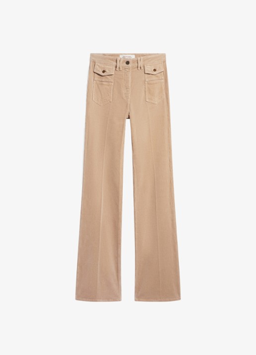 Gerard Darel Anna high waist flared jeans van corduroy - voorkant 4 beige