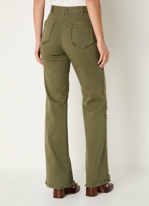 Gerard Darel ANNA high waist straight leg jeans met gekleurde wassing - achterkant legergroen