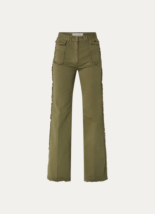 Gerard Darel ANNA high waist straight leg jeans met gekleurde wassing - voorkant 3 legergroen