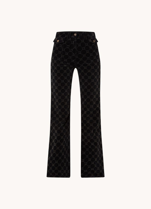 Gerard Darel Anna high waisted loose fit jeans met logoprint  - voorkant zwart