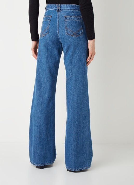 Gerard Darel Anna mid waist straight leg jeans met klepzakken - achterkant indigo
