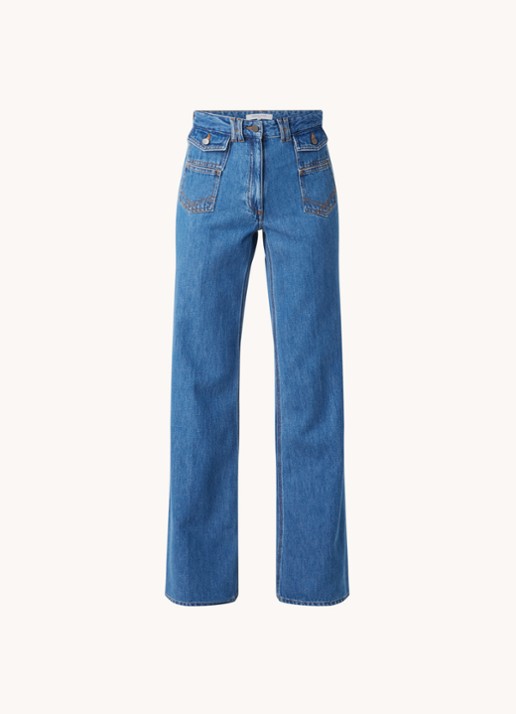Gerard Darel Anna mid waist straight leg jeans met klepzakken - voorkant 4 indigo