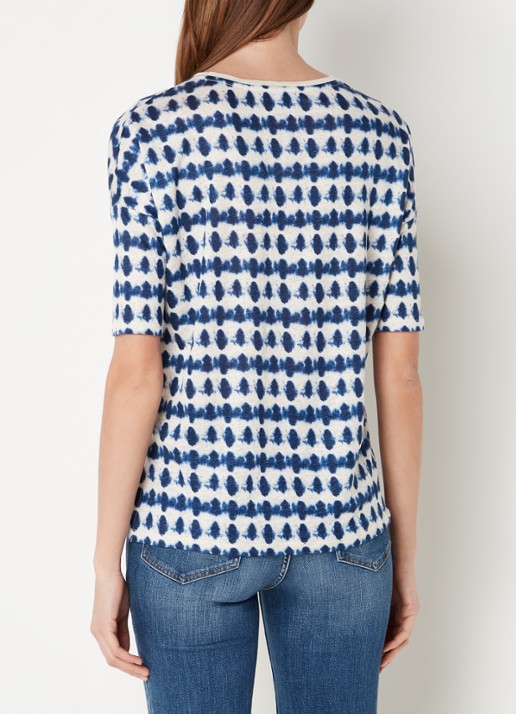Gerard Darel Appoline fijngebreid T-shirt van linnen met tie-dye dessin - achterkant 4 donkerblauw