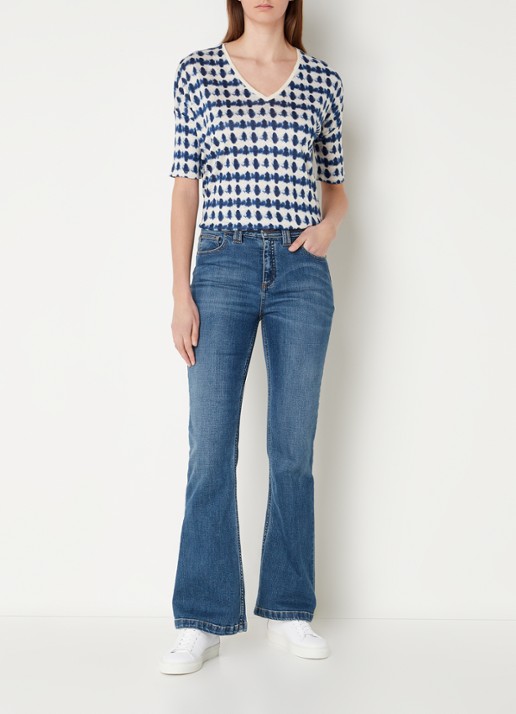 Gerard Darel Appoline fijngebreid T-shirt van linnen met tie-dye dessin - voorkant 3 donkerblauw