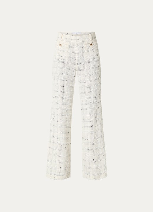Gerard Darel Ariela mid waist flared fit broek met ruitdessin - voorkant creme