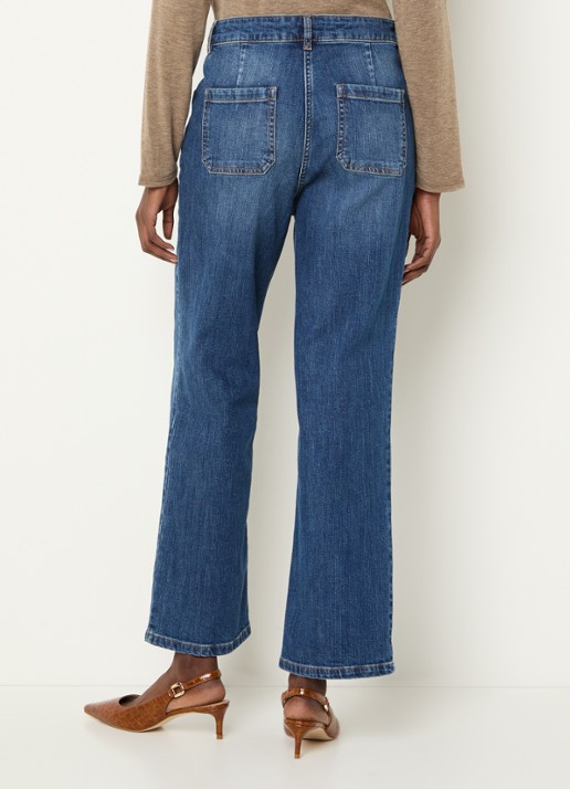 Gerard Darel Arlina high waist wide leg jeans met medium wassing - achterkant indigo