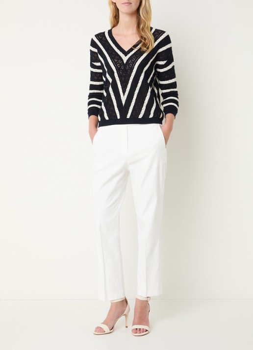 Gerard Darel Auria high waist cropped slim fit pantalon met steekzakken - voorkant 4 gebroken wit