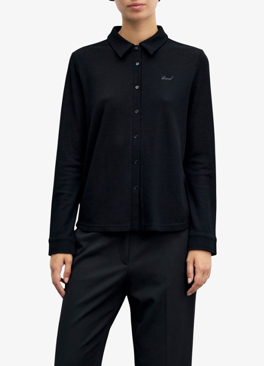 Gerard Darel Bambi blouse van wol met borduring - detail zwart