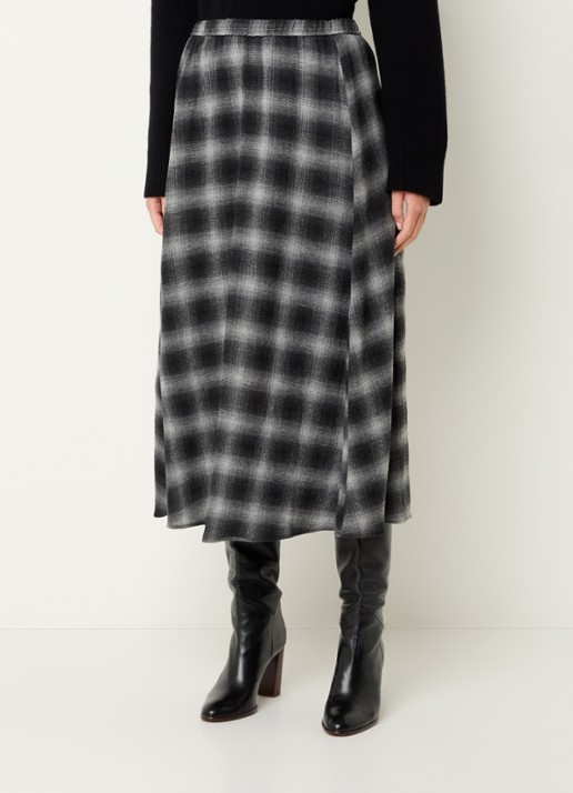 Gerard Darel Basma midi rok in scheerwolblend met ruitdessin - detail 3 donkergrijs