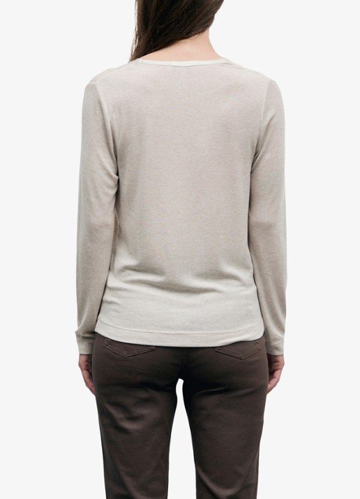 Gerard Darel Belen longsleeve in wolblend met V-hals - achterkant 3 beige