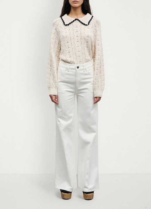 Gerard Darel Bianca high waist flared fit jeans met gekleurde wassing - voorkant 3 wit