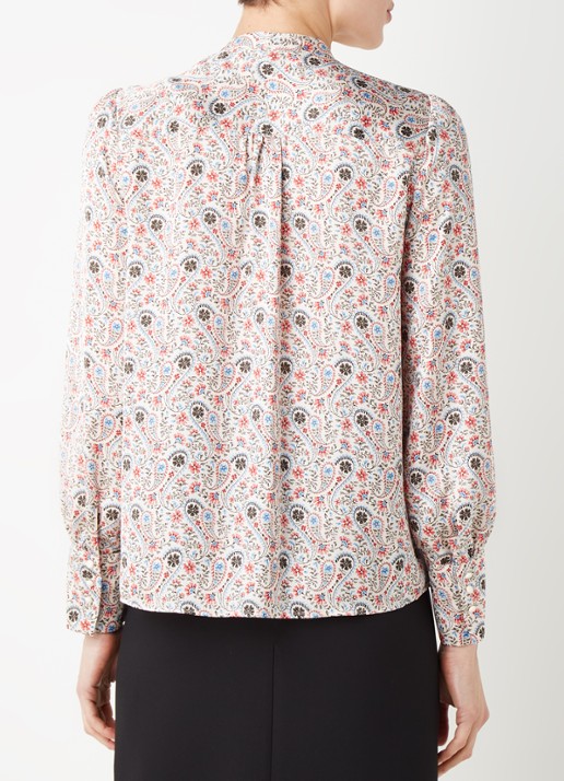 Gerard Darel Calicia blouse met paisley dessin en strikkraag - achterkant 4 blauw