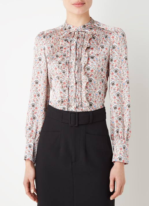 Gerard Darel Calicia blouse met paisley dessin en strikkraag - detail 3 blauw