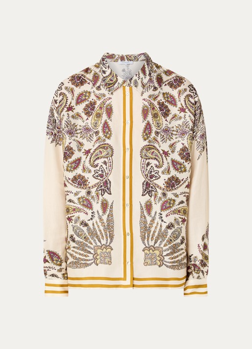Gerard Darel Canna blouse van satijn met print - voorkant 3 beige