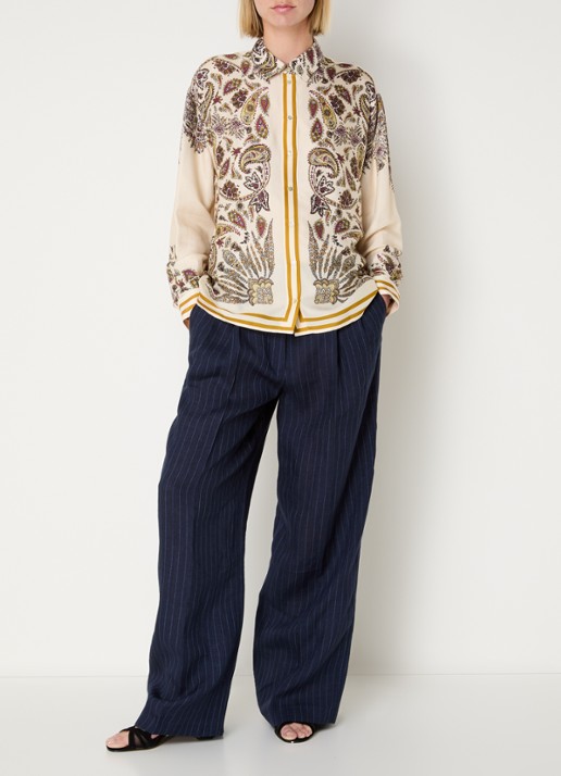 Gerard Darel Canna blouse van satijn met print - voorkant 4 beige