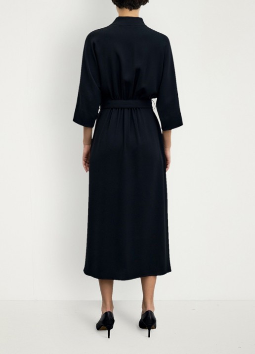 Gerard Darel Capu midi jurk met ceintuur - achterkant 5 zwart