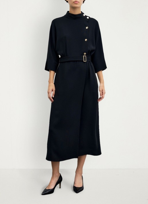 Gerard Darel Capu midi jurk met ceintuur - detail 2 zwart