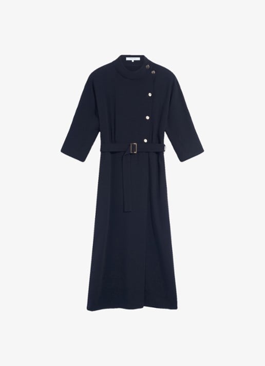 Gerard Darel Capu midi jurk met ceintuur - voorkant 3 zwart