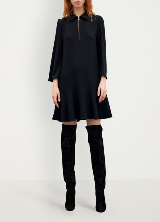 Gerard Darel Carla mini jurk met plooien - voorkant 5 zwart