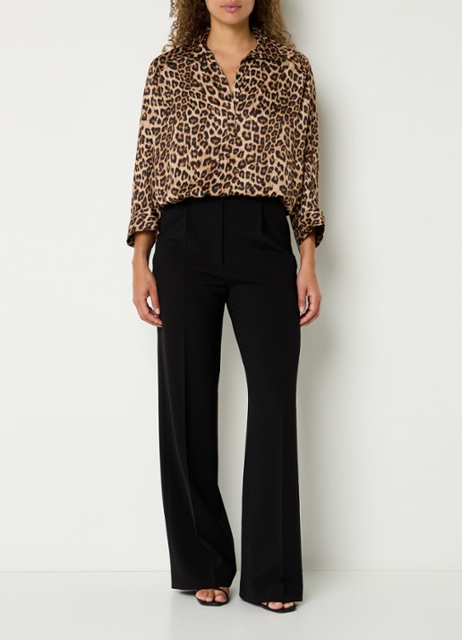 Gerard Darel Caro high waist wide fit pantalon met steekzakken - voorkant 3 zwart