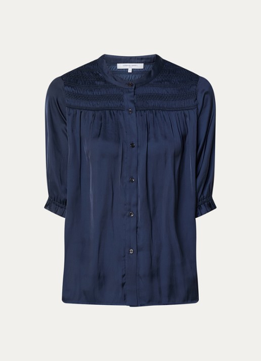 Gerard Darel Catrine blouse van satijn - voorkant 2 donkerblauw