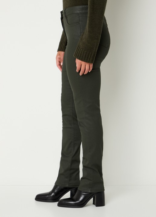 Gerard Darel Celine high waist slim fit jeans van imitatieleer - detail 4 khaki
