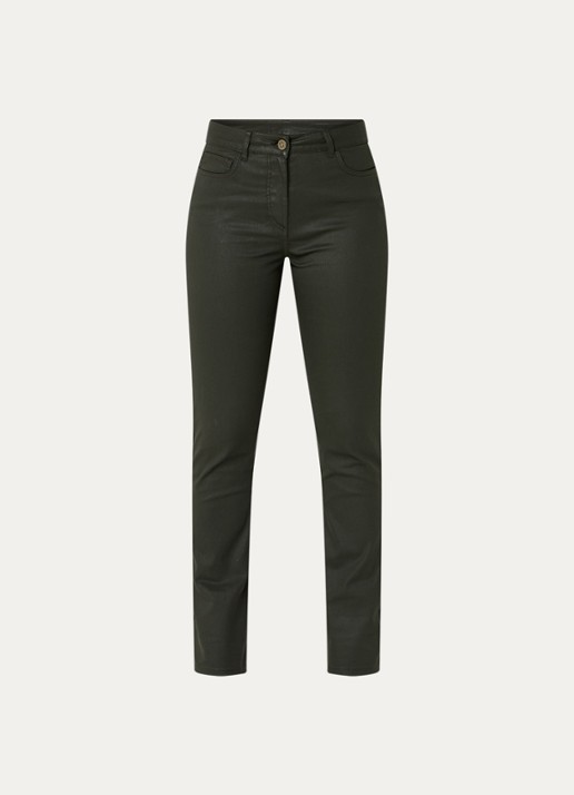 Gerard Darel Celine high waist slim fit jeans van imitatieleer - voorkant khaki
