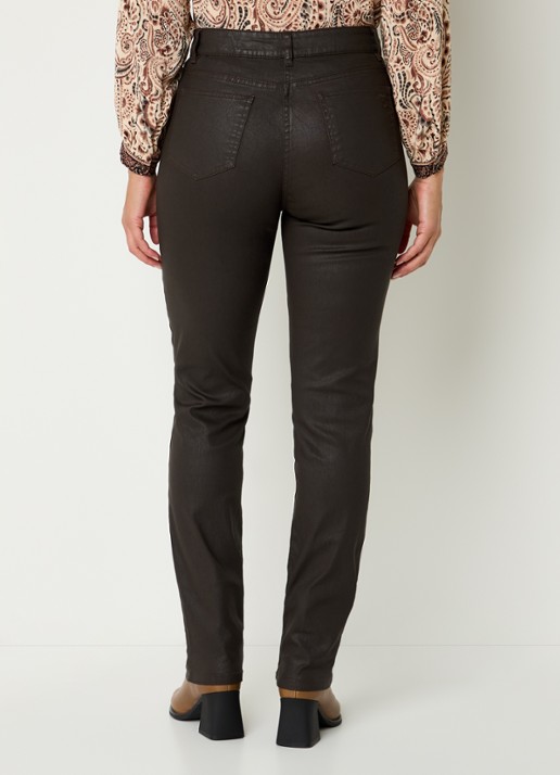 Gerard Darel Celine high waist slim fit jeans van imitatieleer - achterkant 5 bruin