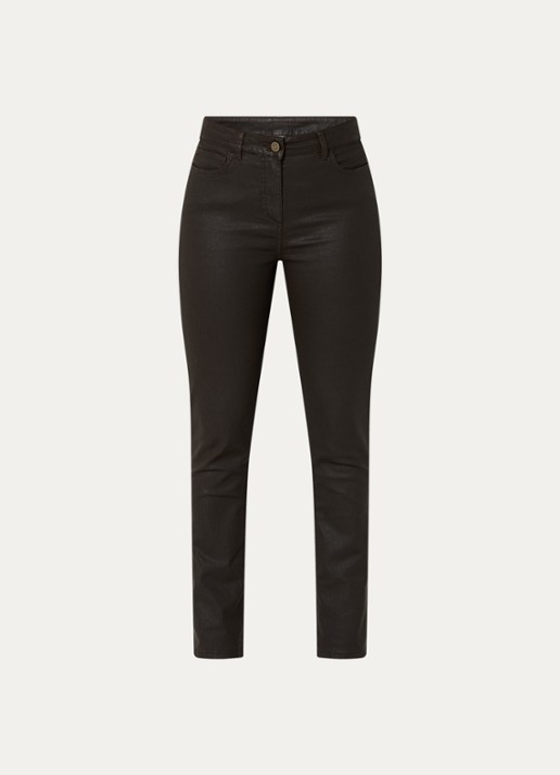 Gerard Darel Celine high waist slim fit jeans van imitatieleer - voorkant 3 bruin