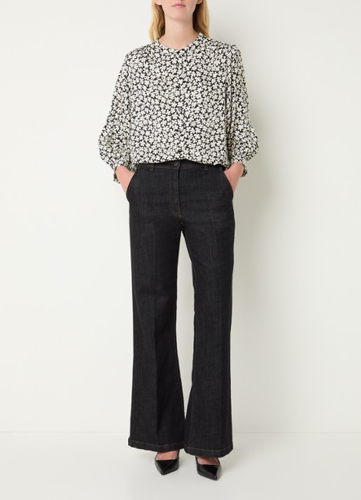 Gerard Darel Ceonie blouse met bloemenprint - voorkant 2 zwart