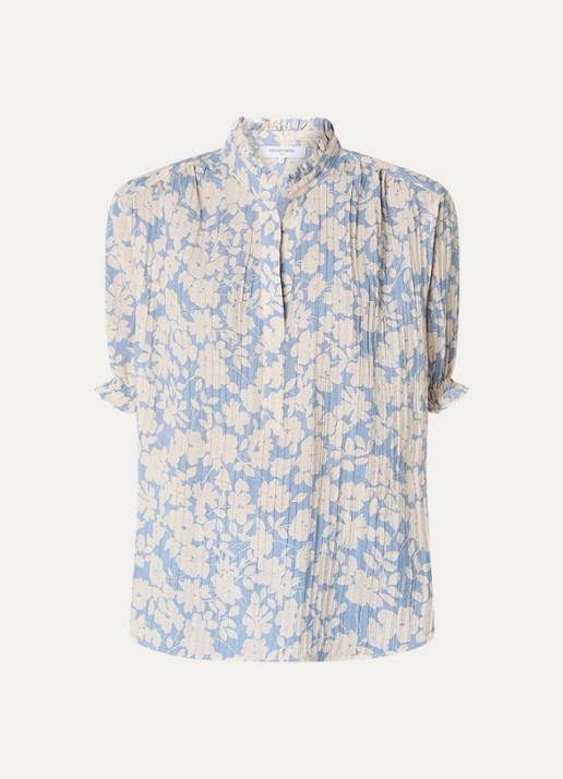 Gerard Darel Cephise blouse met bloemenprint - voorkant lichtblauw
