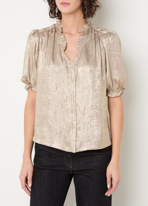 Gerard Darel Ceva tuniek met ballonmouw en met metallic finish