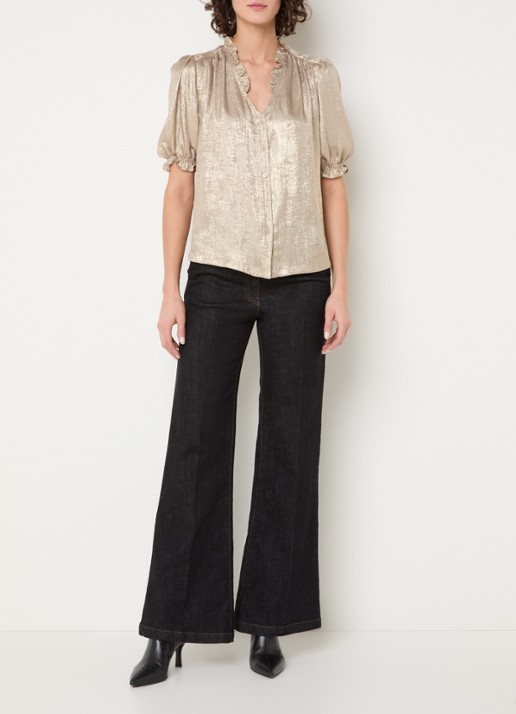 Gerard Darel Ceva tuniek met ballonmouw en met metallic finish - voorkant 4 goud