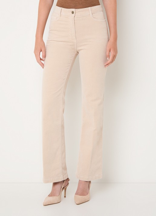 Gerard Darel Chantal high waist straight fit broek van corduroy - detail 4 beige