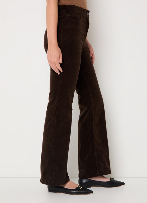 Gerard Darel Chantal high waist straight fit broek van corduroy - detail 5 donkerbruin