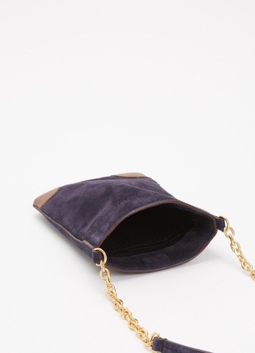 Gerard Darel Charlotte crossbody telefoonhoes van suède - voorkant 2 donkerblauw