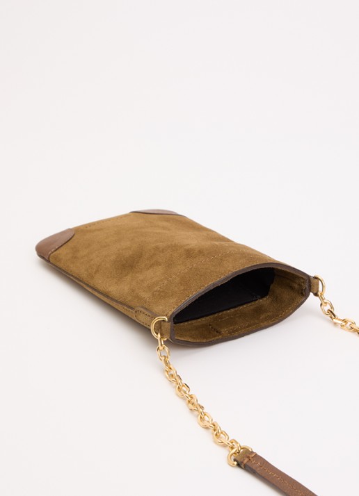 Gerard Darel Charlotte crossbody telefoonhoes van suède - voorkant 2 creme