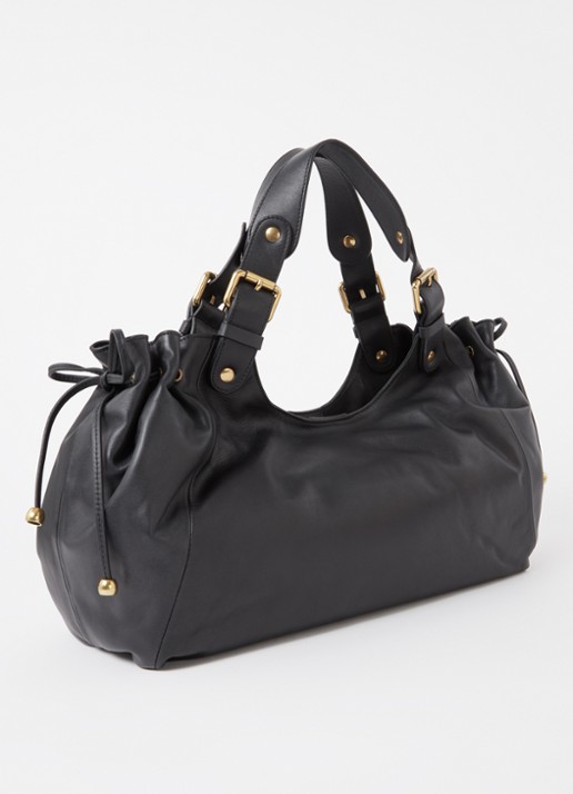 Gerard Darel Chiara handtas van leer met logo - achterkant zwart