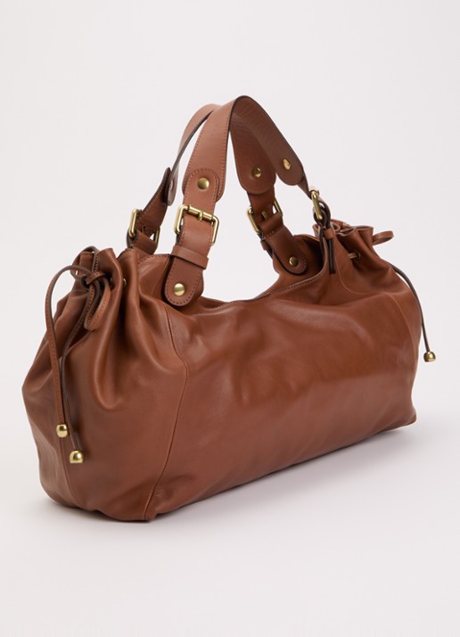 Gerard Darel Chiara handtas van leer met logo - achterkant roodbruin